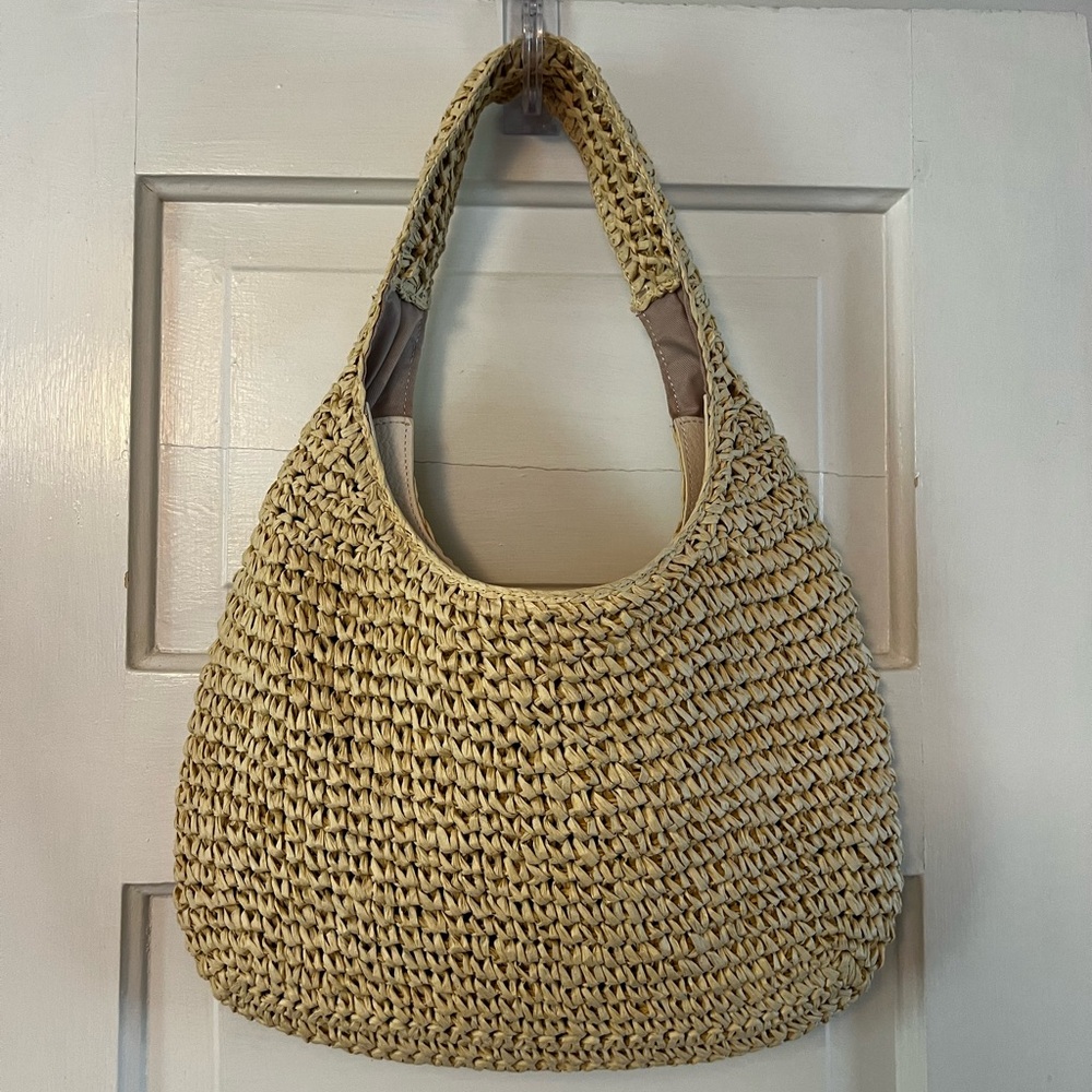 LC Lauren Conrad Tan Hobo Bag with Woven Design